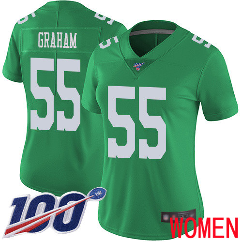 Women Philadelphia Eagles #55 Brandon Graham Limited Green Rush Vapor Untouchable NFL Jersey 100th